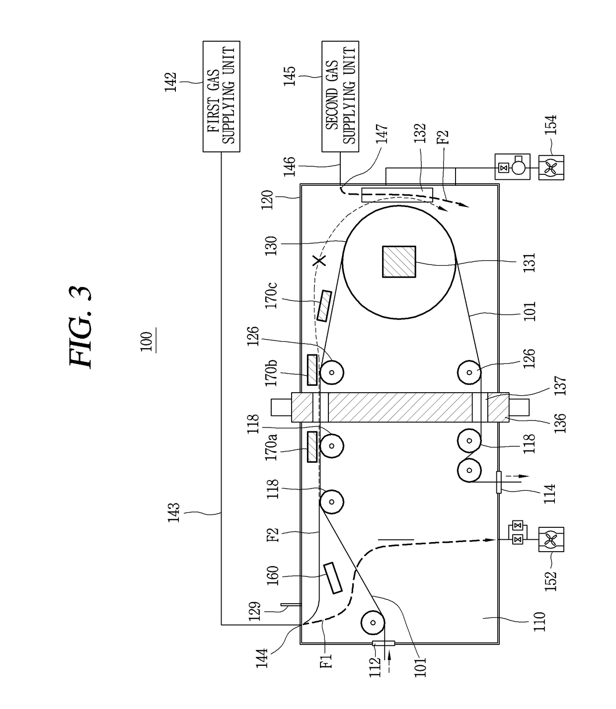 Roll to roll fabrication apparatus for preventing thermal impact