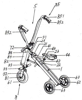 Double-beam slider linkage folding box-type three-wheel electric vehicle