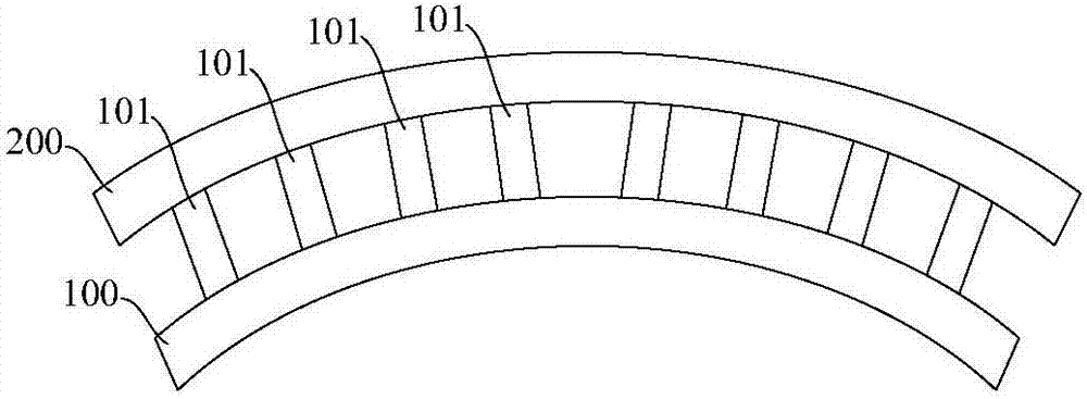 Display base board for curved surface liquid crystal display, display panel and display device