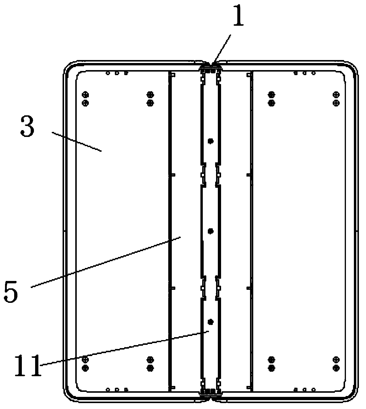 Three section type folding hinge for flexible screen and moving equipment of folding hinge