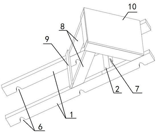 Auxiliary device for welding corrugated plate to lower bevel of liquid cargo tank