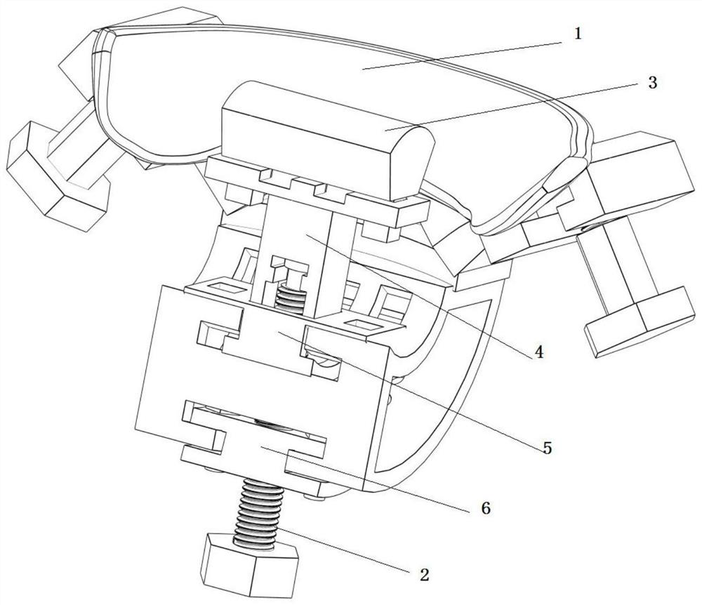 Human body mandibular triangular area force application device in a nuclear magnetic environment