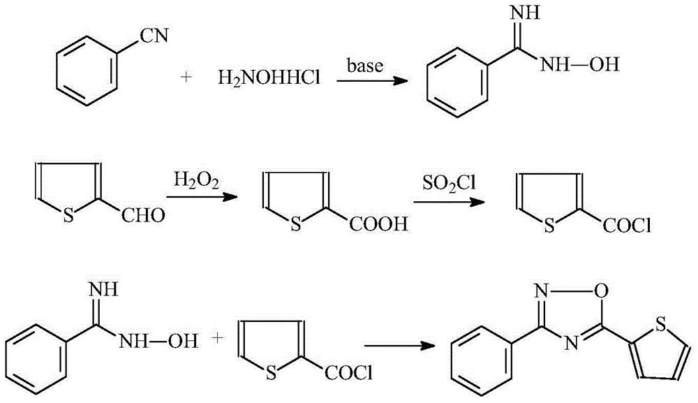 Synthetic technology for 3-phenyl-5-(thiophene-2-yl)-1,2,4-oxadiazole