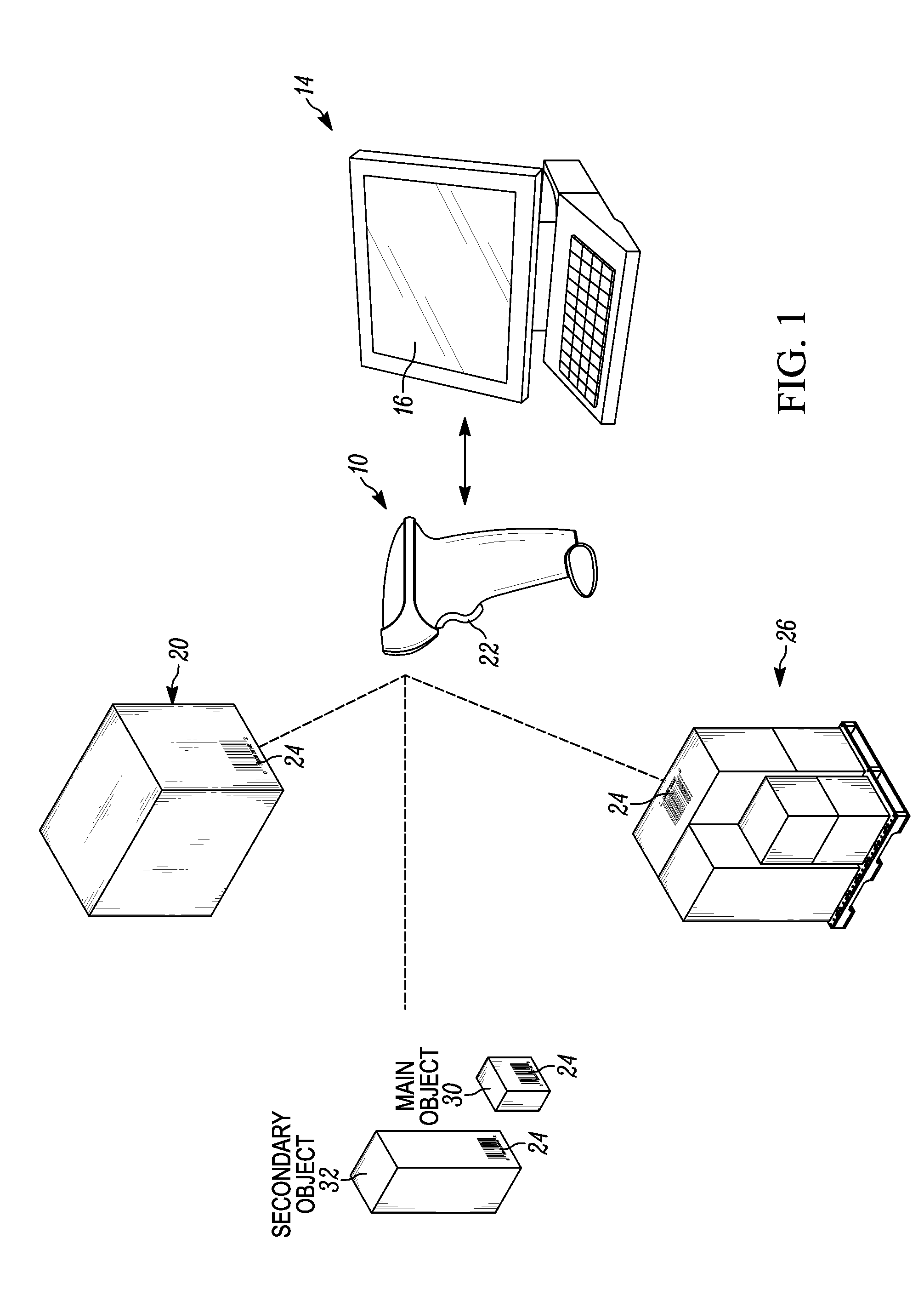 Apparatus for and method of estimating dimensions of an object associated with a code in automatic response to reading the code