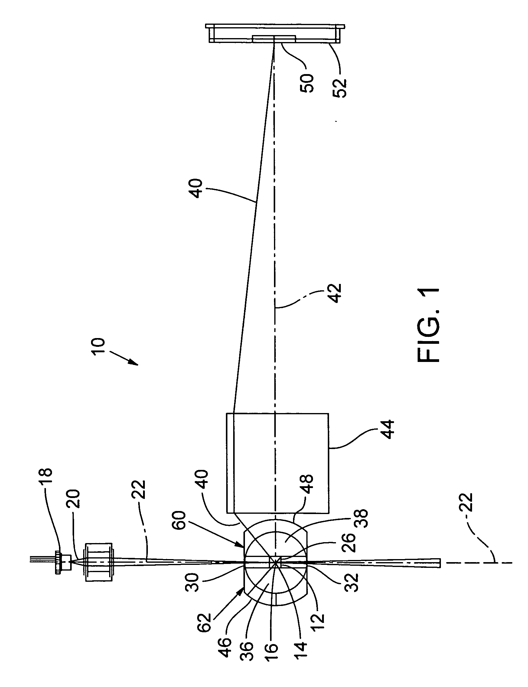 Particle detection system implemented with an immersed optical system