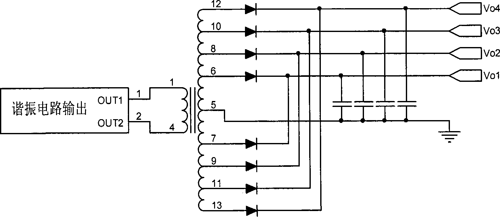 An implementation method and circuit for low voltage output loop of plasma TV power supply