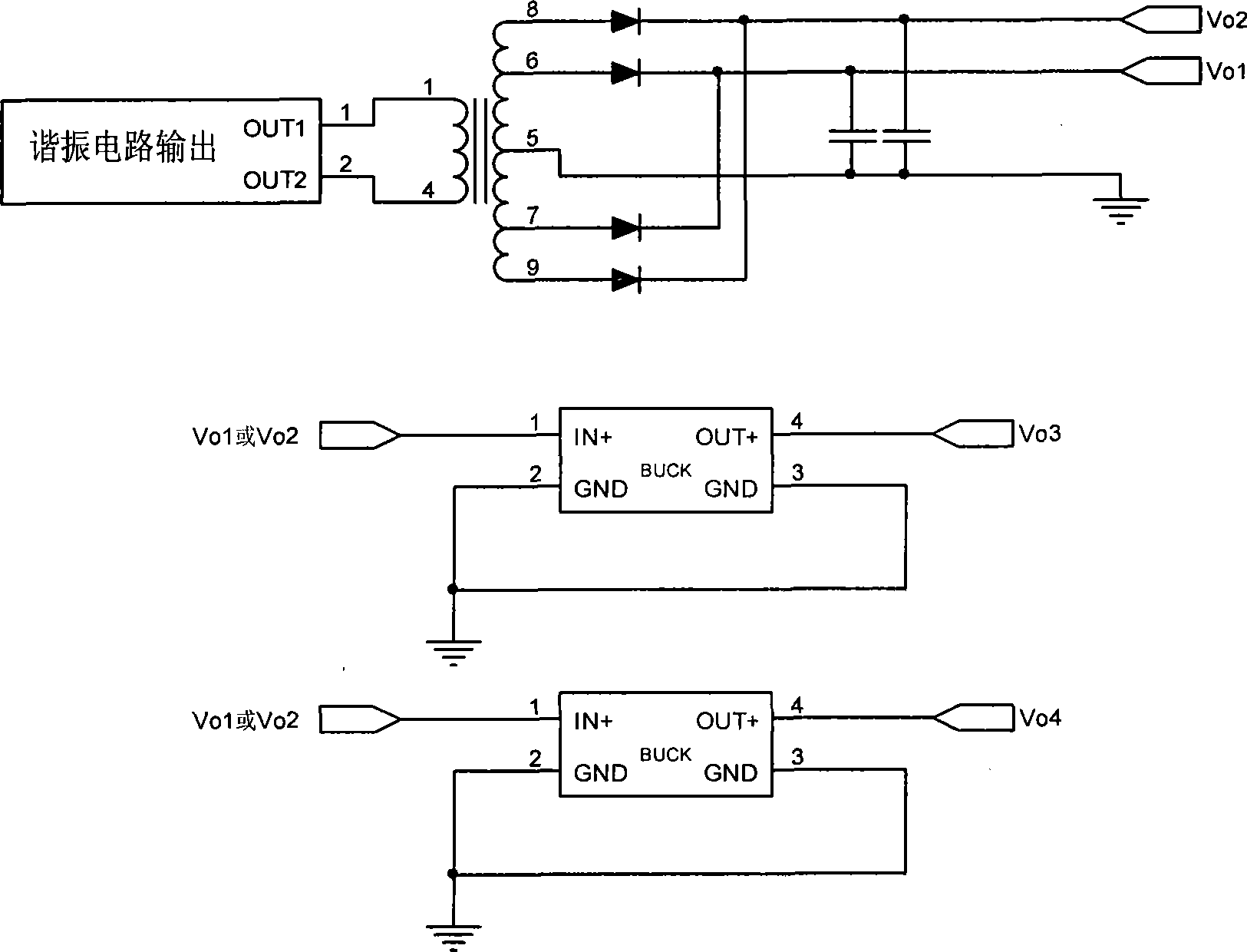 An implementation method and circuit for low voltage output loop of plasma TV power supply