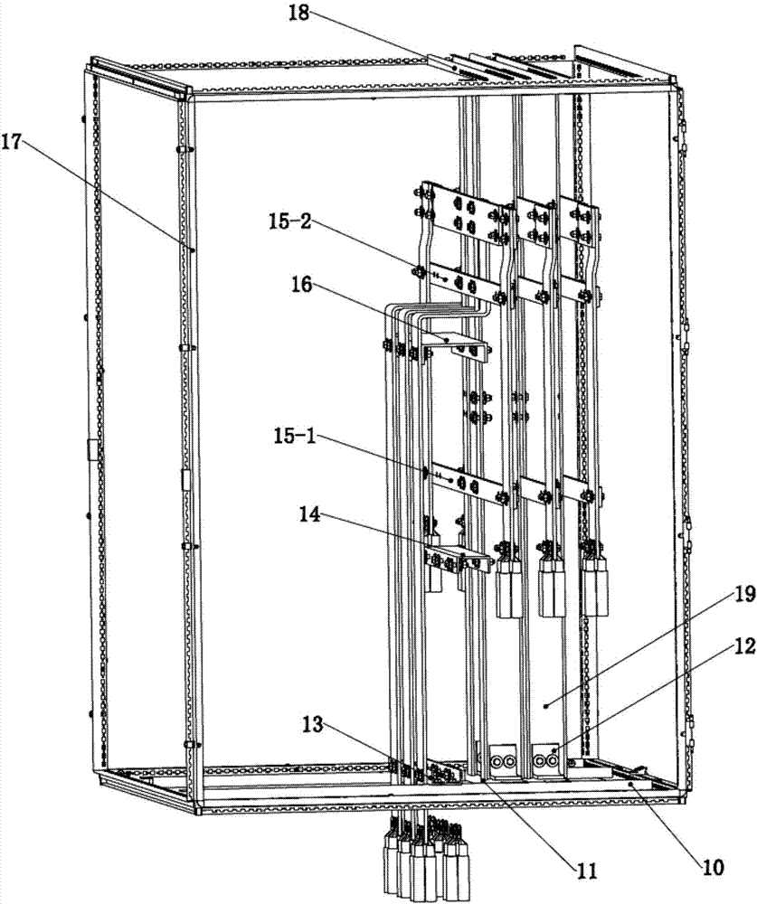 Change-over cabinet internal structure with copper-bar lap-joint control switch