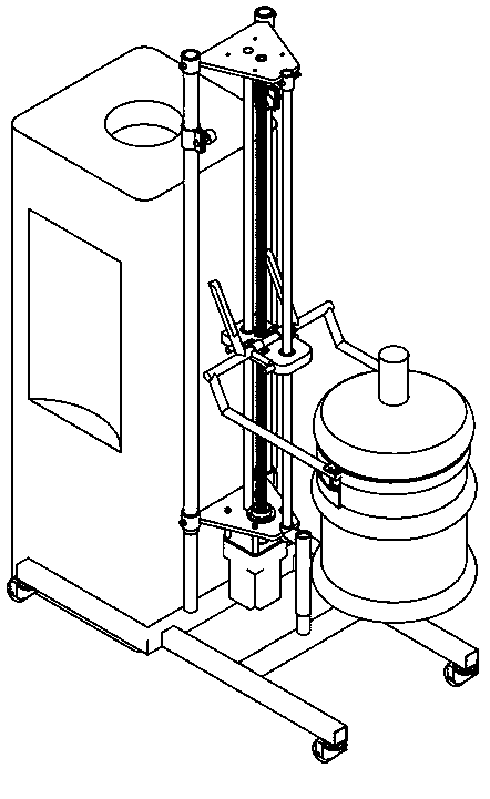 Automatic water change mechanism for screw lifting and tumbling water dispenser
