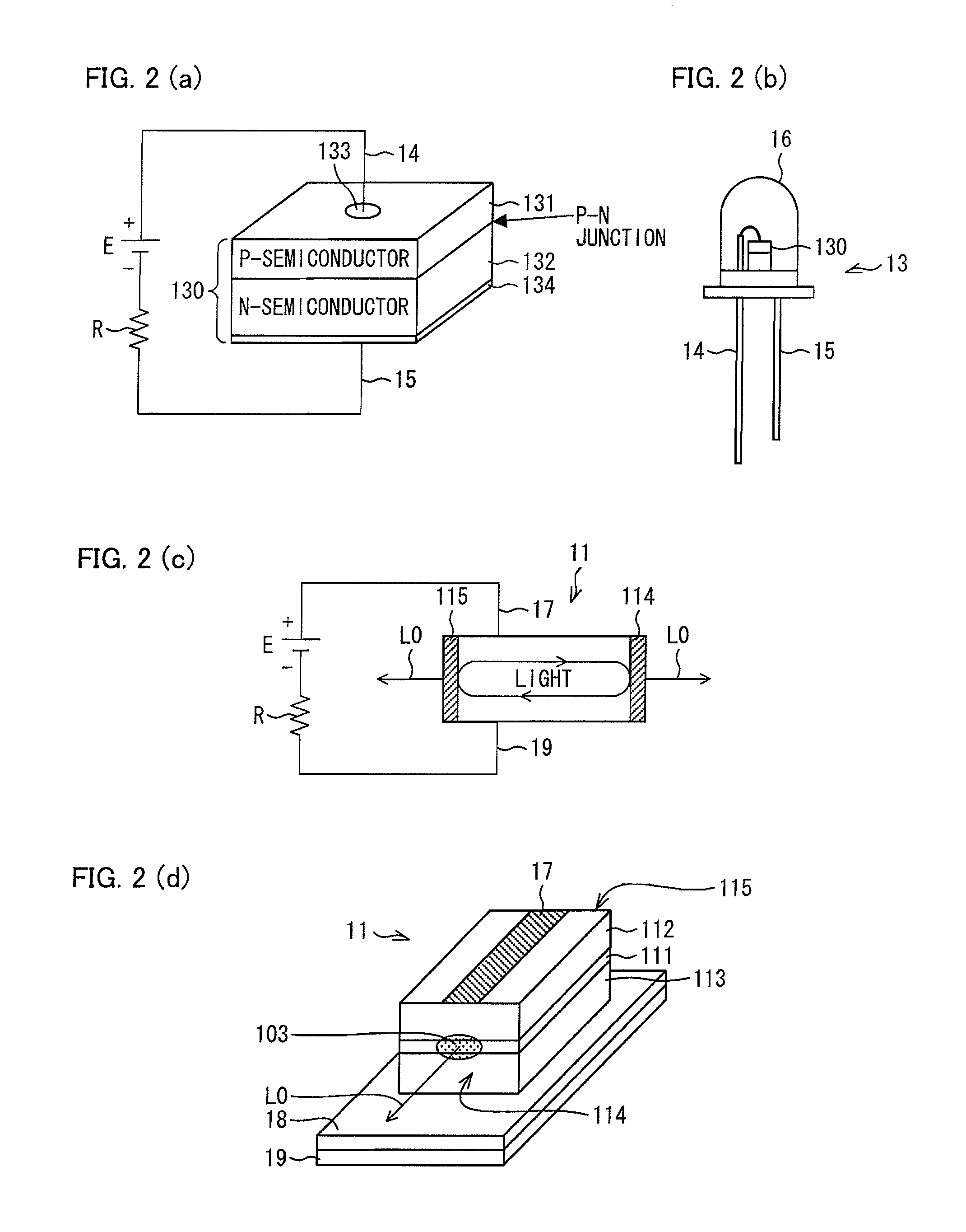 Light emitting device, with light guide member having smaller exit section, and illuminating device, and vehicle headlight including the same