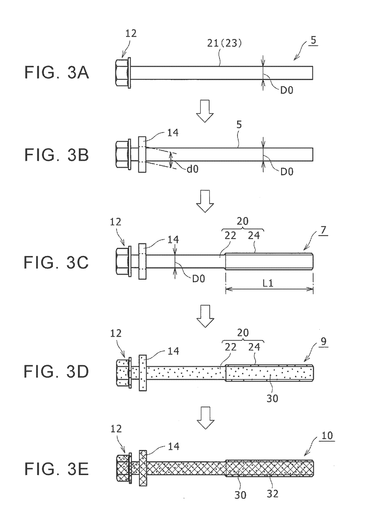 Rolled-thread bolt production method