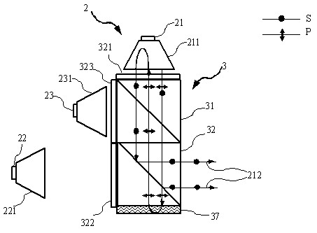 Portable liquid crystal projection light engine employing back reflection prism array