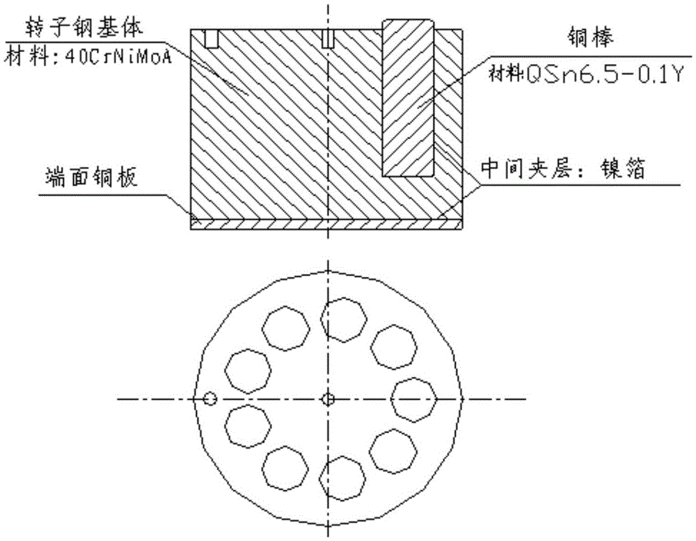Diffusion welding method for double alloy structure of plunger hydraulic pump motor rotor