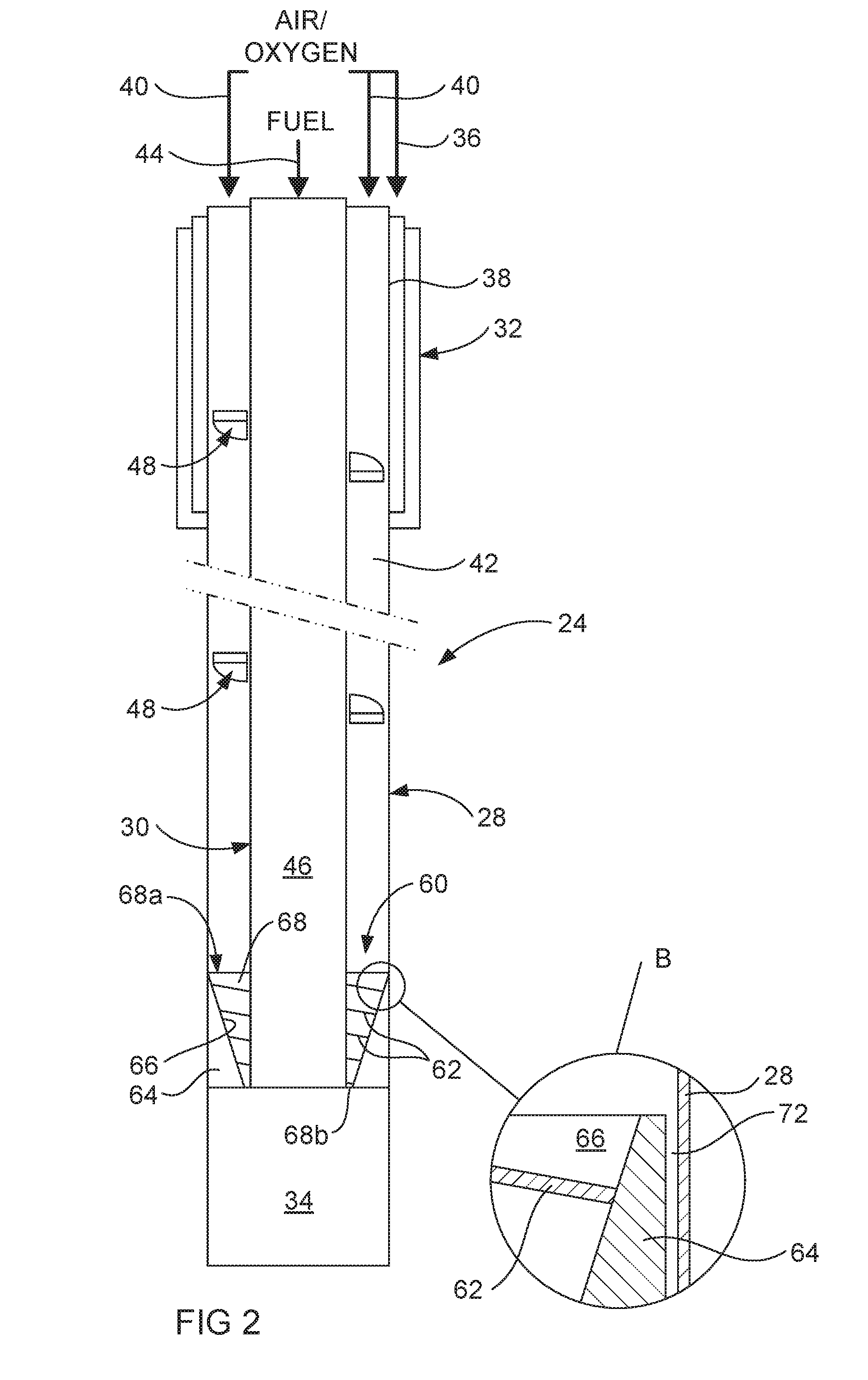 Top submerged injection lance for enhanced submerged combustion