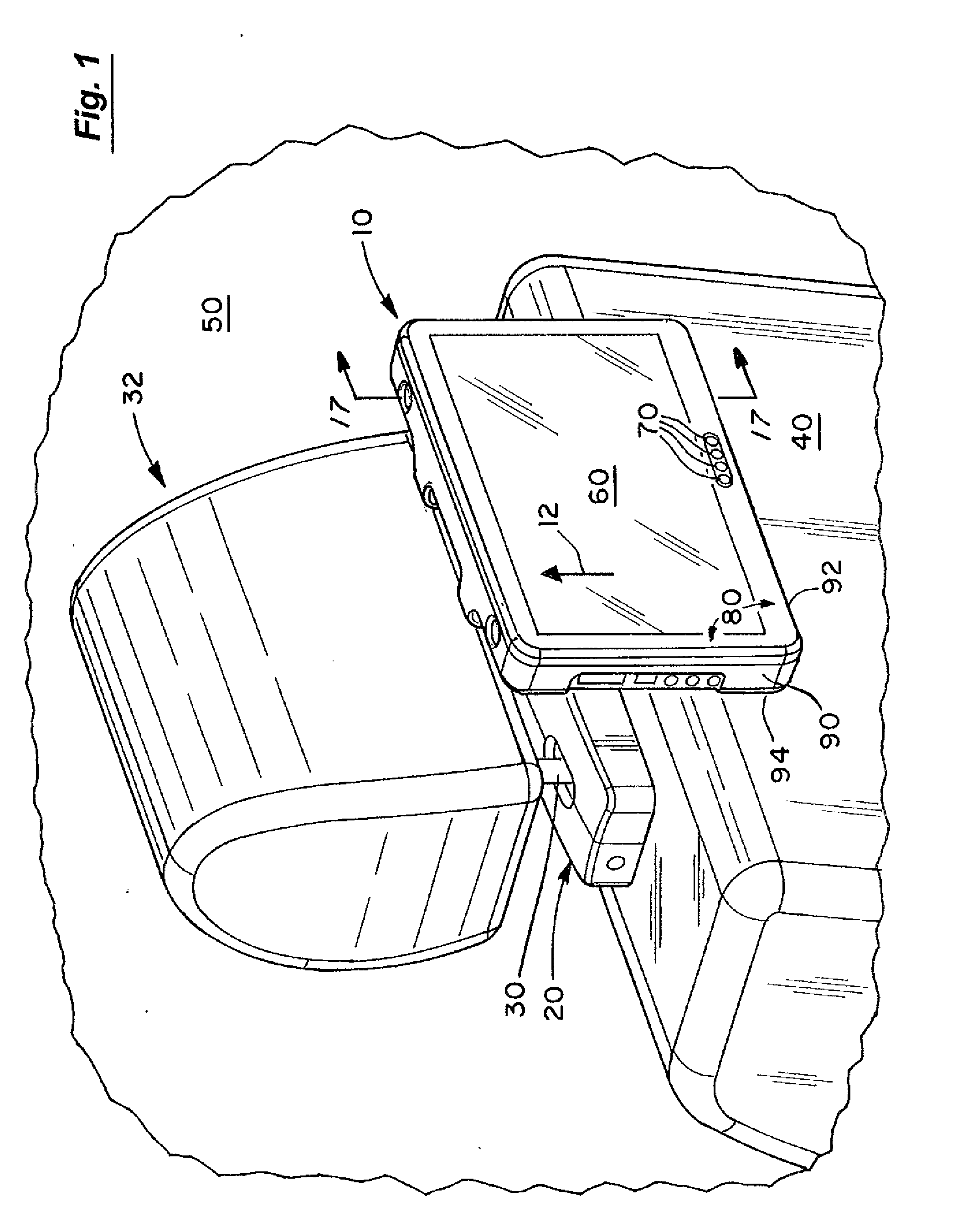 Internal television antenna and method for a portable entertainment module