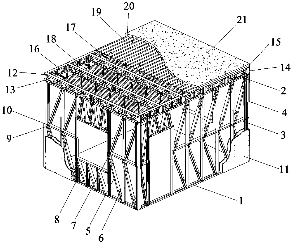 Multi-dimensional energy dissipation and seismic mitigation type cold-formed thin-walled steel structure residential system