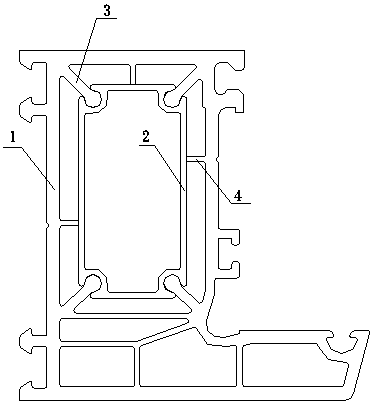 A composite door and window profile made of plastic and reinforced inner lining