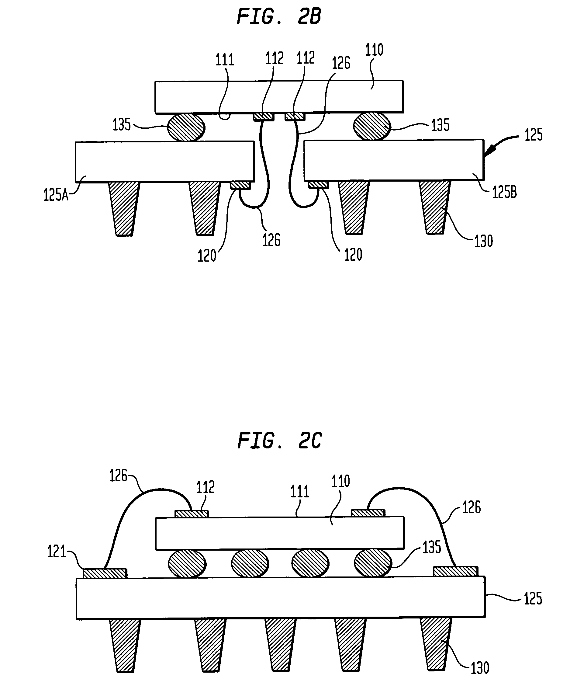 Microelectronic package having stacked semiconductor devices and a process for its fabrication