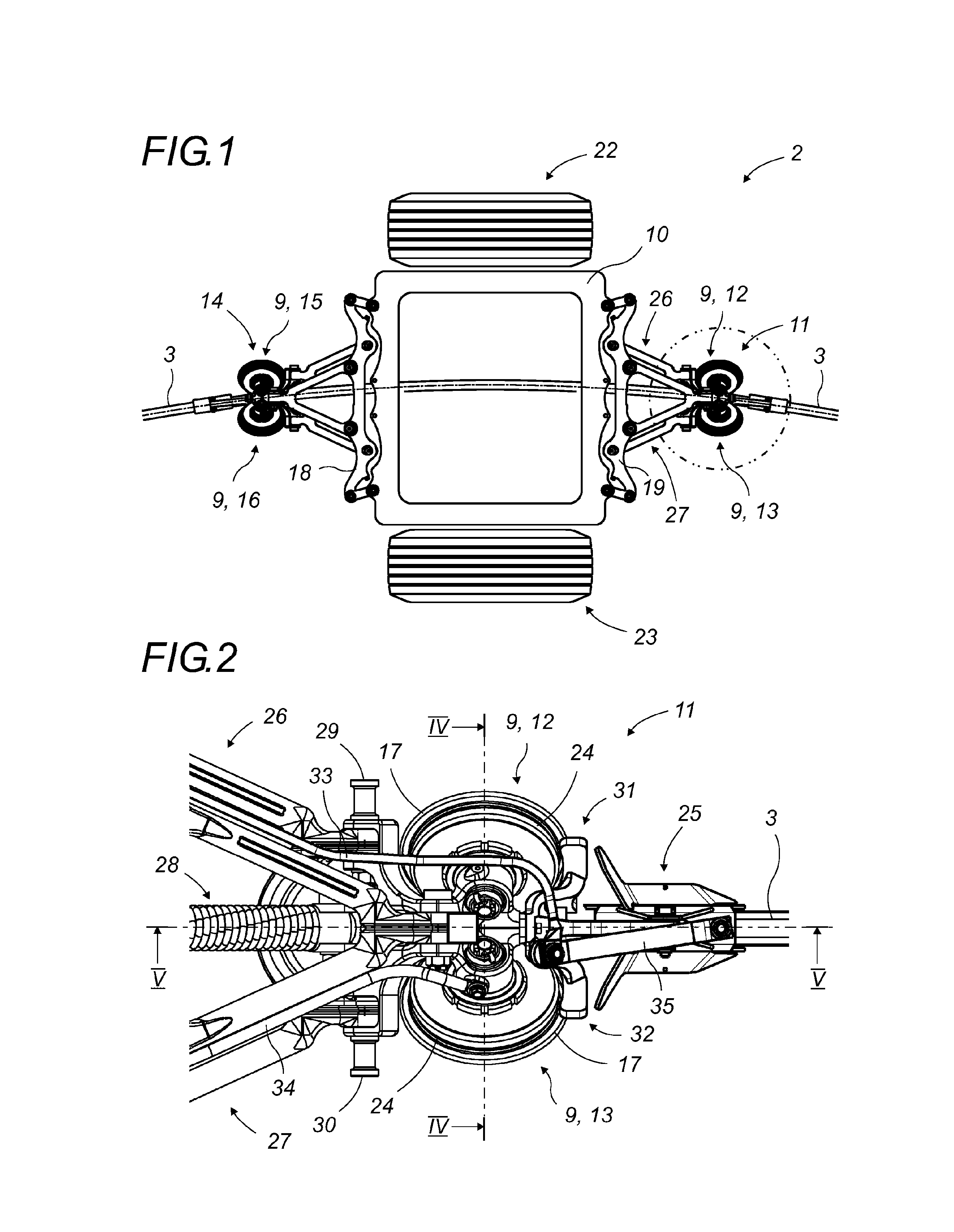 System for dynamic control of the rolling of the guide roller(s) for an assembly for guiding a vehicle along at least one rail