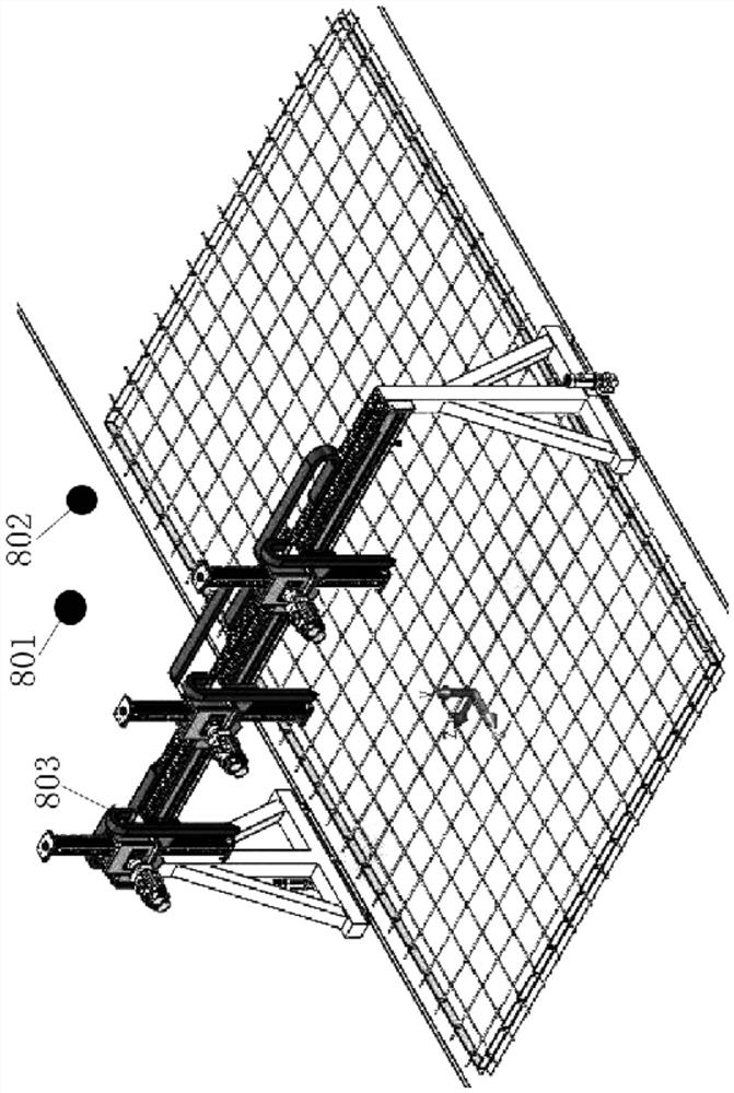 Multi-axis robot dot-matrix reinforcing steel bar bundling system and working method thereof