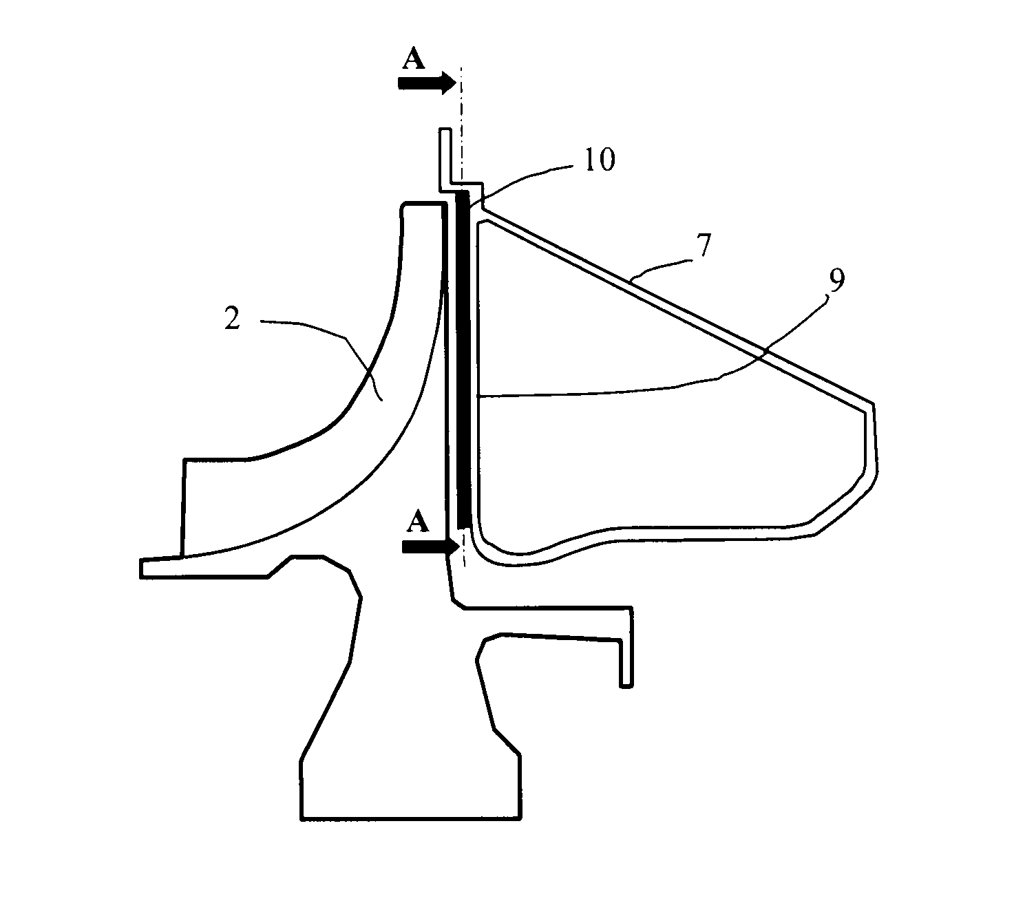 Control of axial thrust by guidance of the air drawn off from a centrifugal compressor