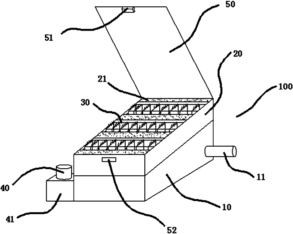 Dusting device using reciprocating motion of square springs to remove dust