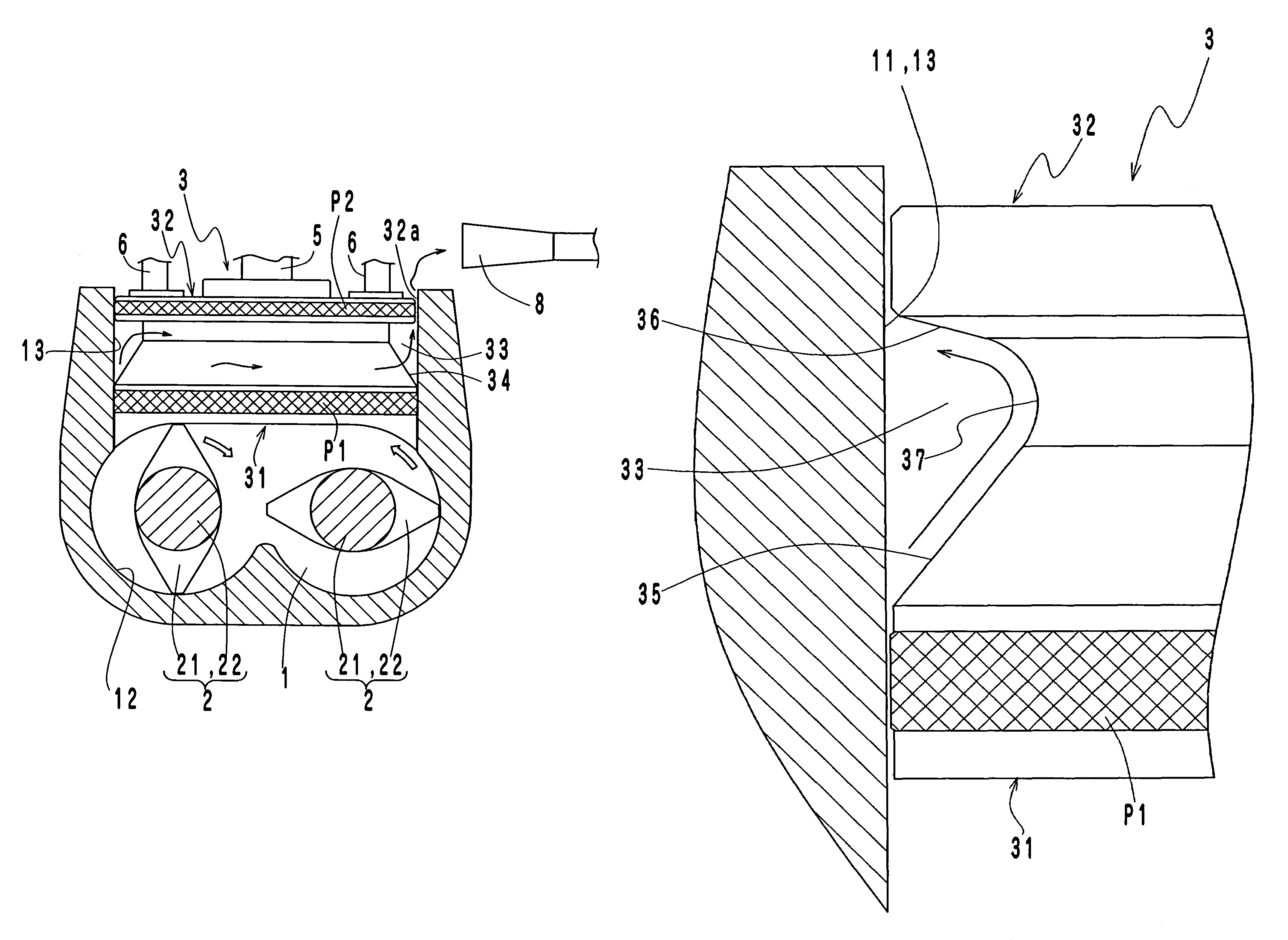 Pressurizing lid structure of a kneader