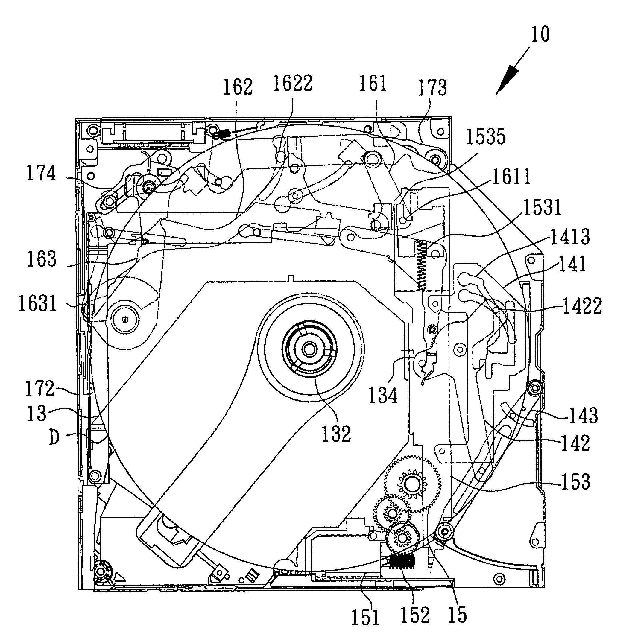 Slot-in disk drive device and method