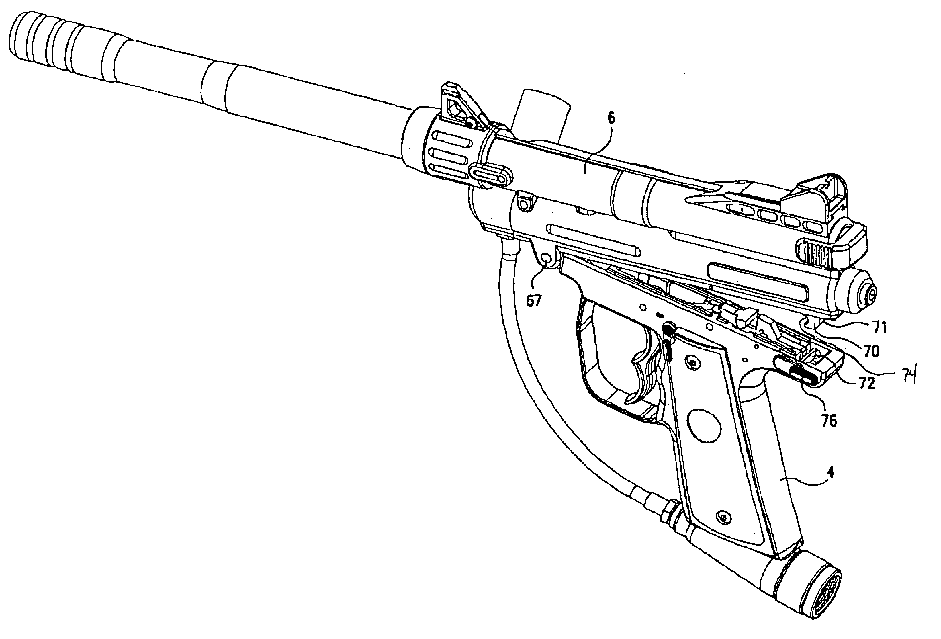 Paintball gun having a hinged receiver and method for making same