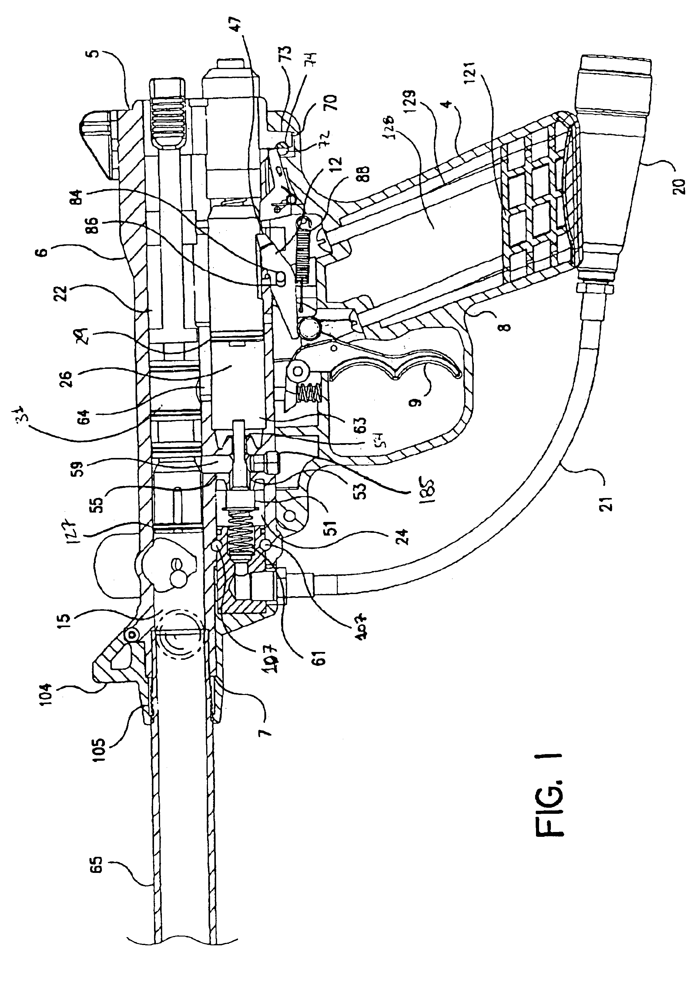 Paintball gun having a hinged receiver and method for making same