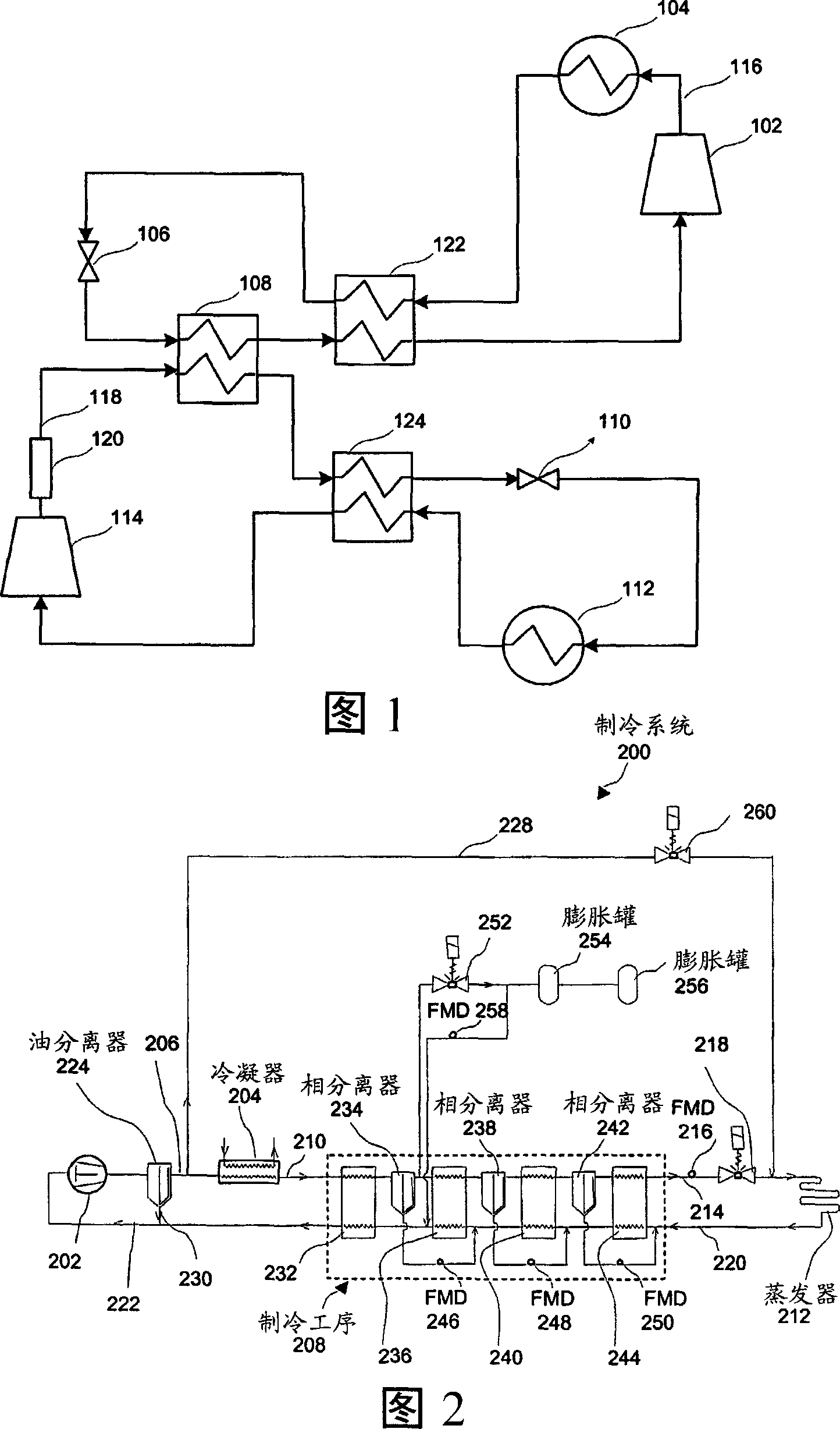 Refrigeration cycle utilizing a mixed inert component refrigerant