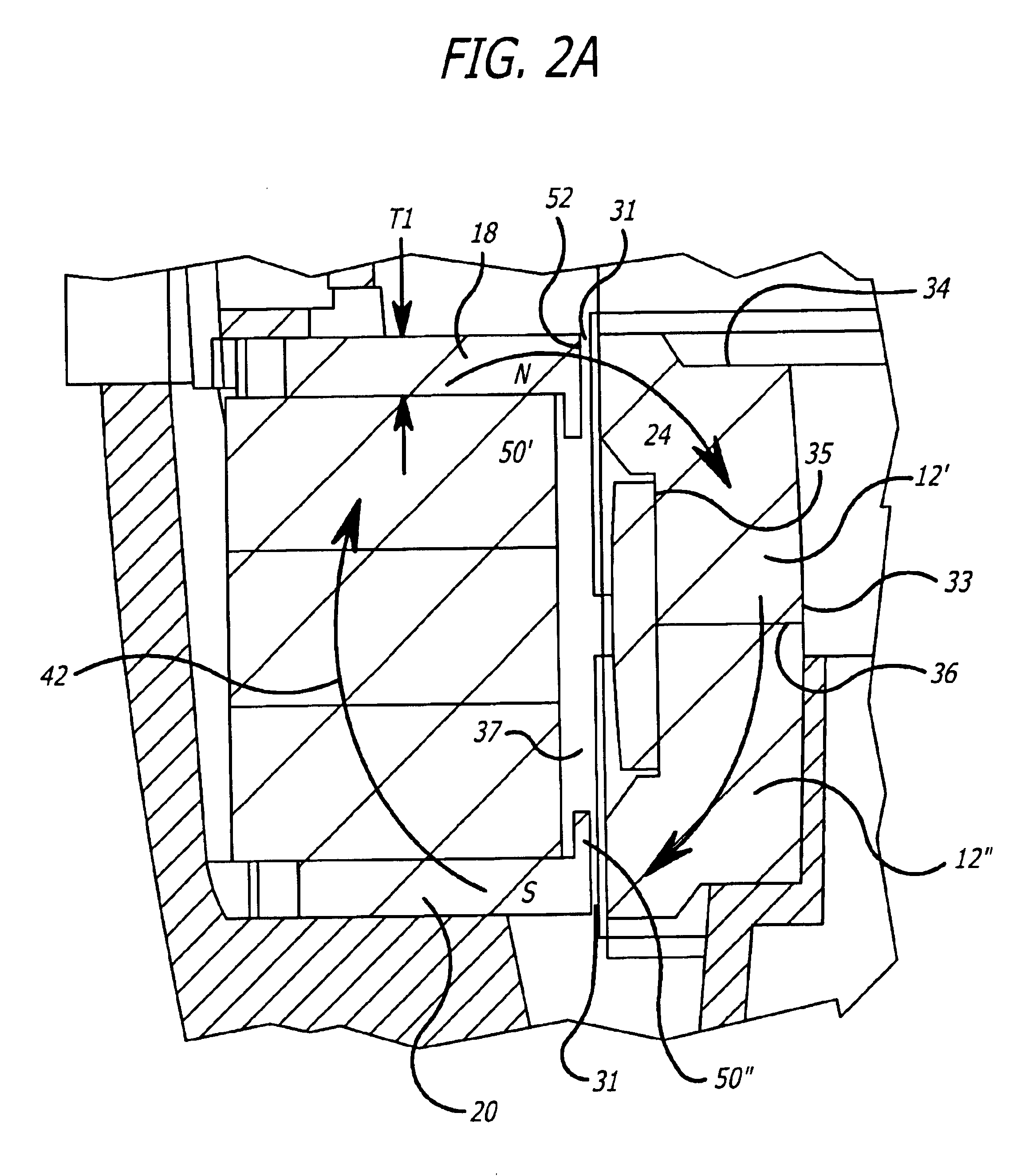 Electromagnetic motor with flux stabilization ring, saturation tips, and radiator