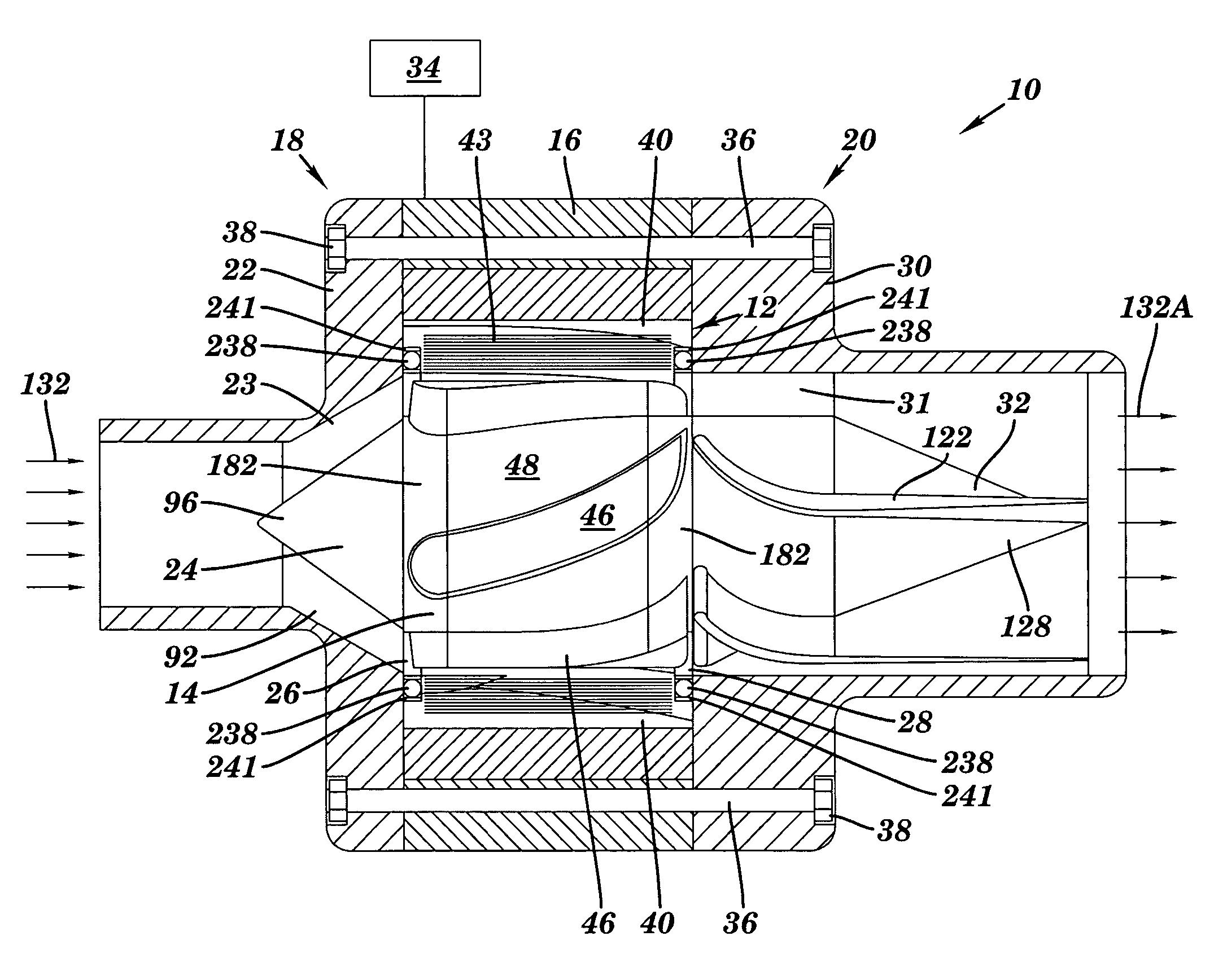 Fluid pump/generator with integrated motor and related stator and rotor and method of pumping fluid