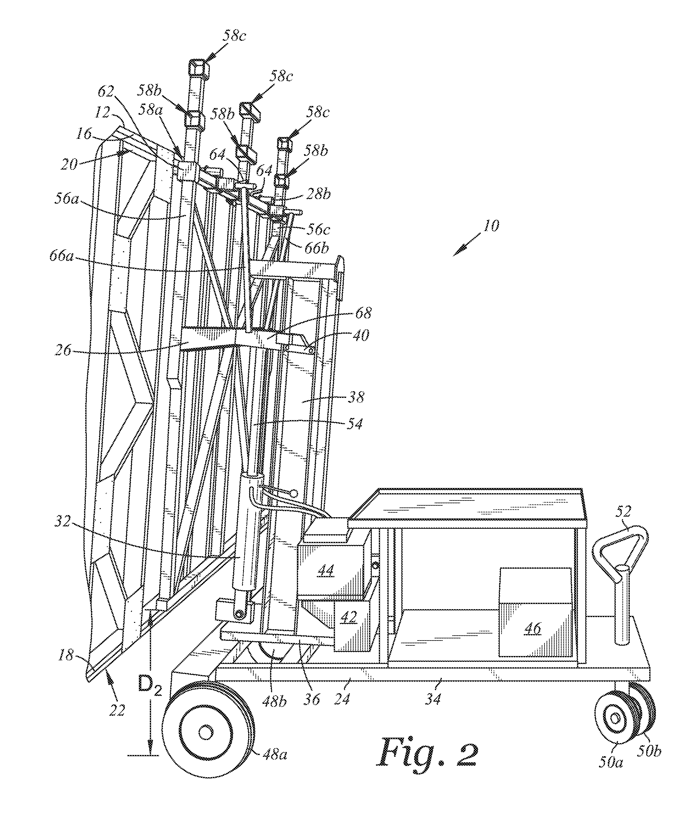 Wall lifting, transport and positioning device with roller pins