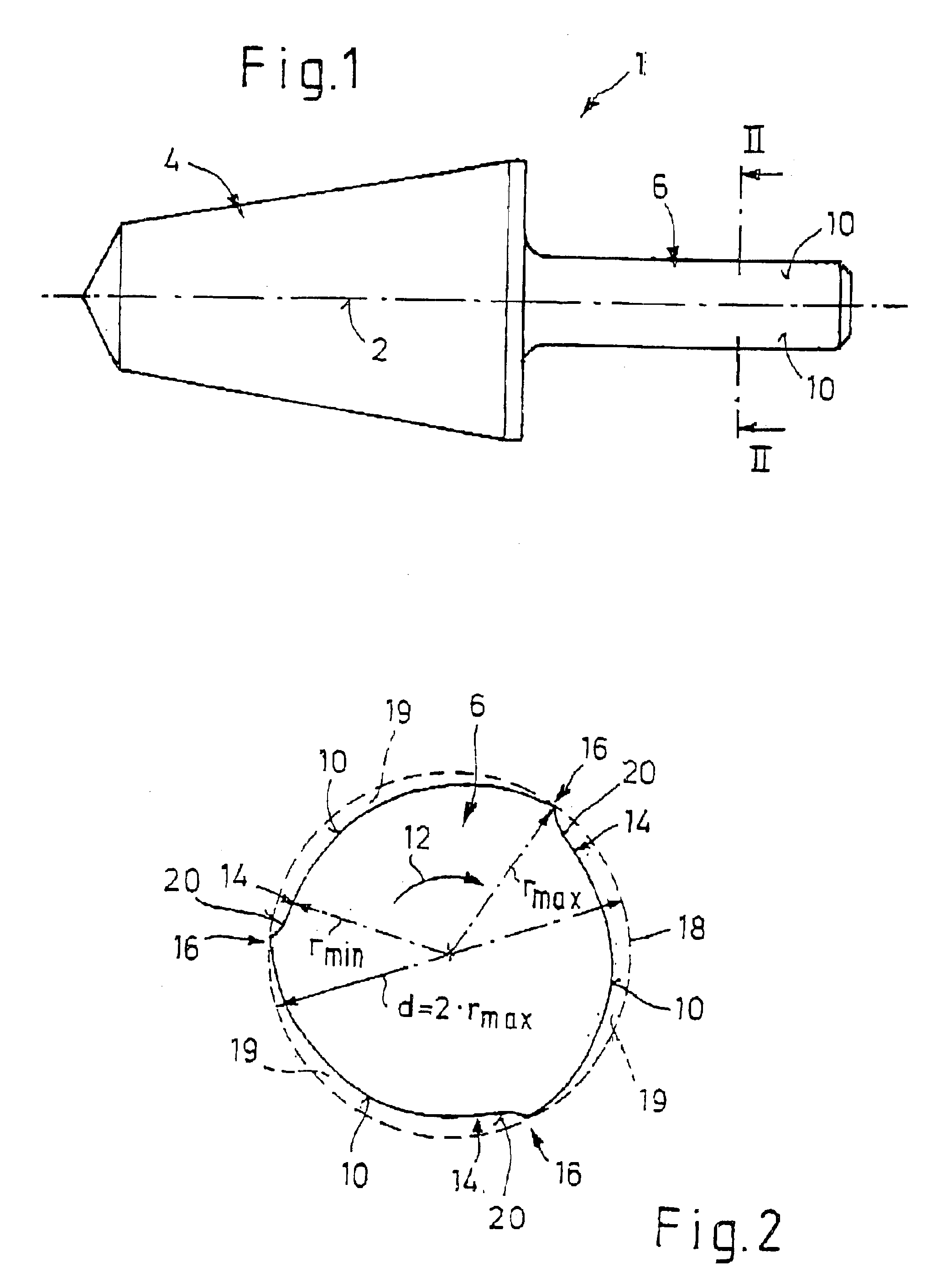 Rotating tool with a clamping shank