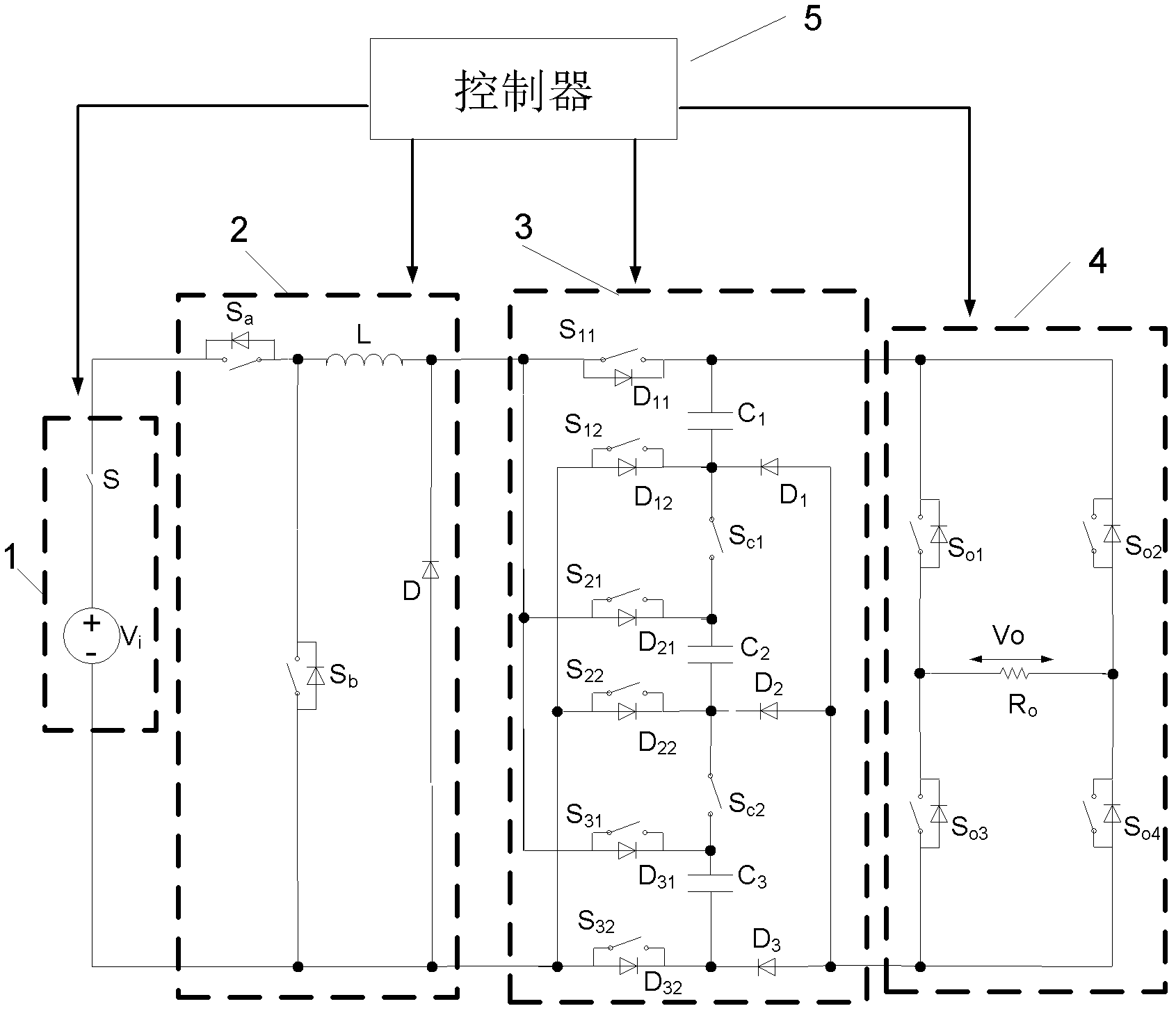 Multilevel voltage pumping device