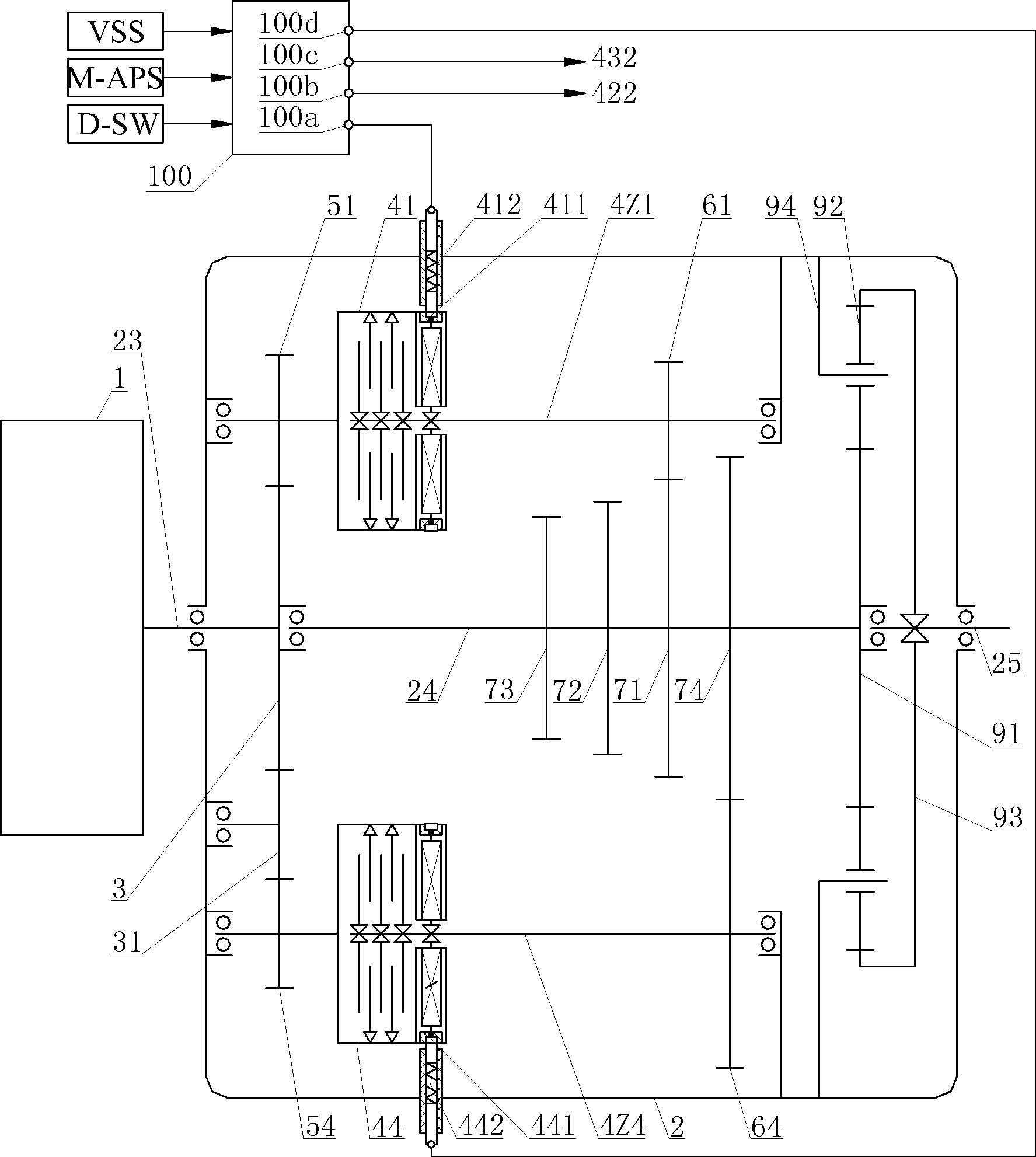 Downshift process control method of three-gear wire control automatic transmission of electric vehicle