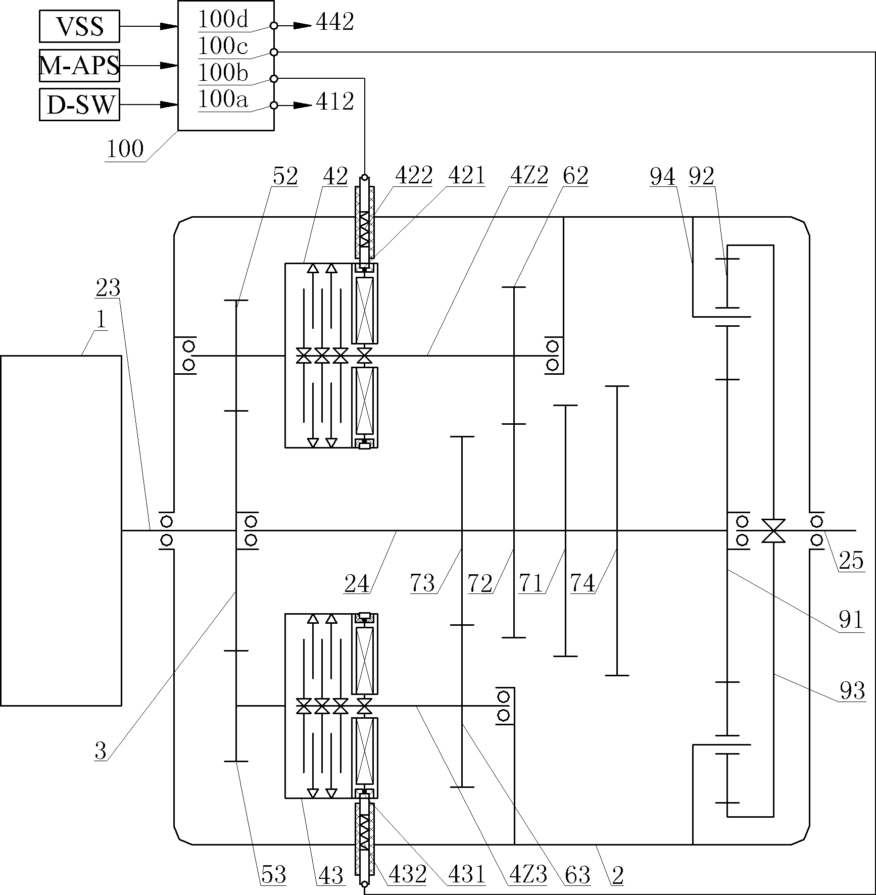 Downshift process control method of three-gear wire control automatic transmission of electric vehicle