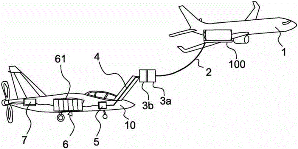 In-flight refuelling device for electric storage system and aircraft equipped with such a device