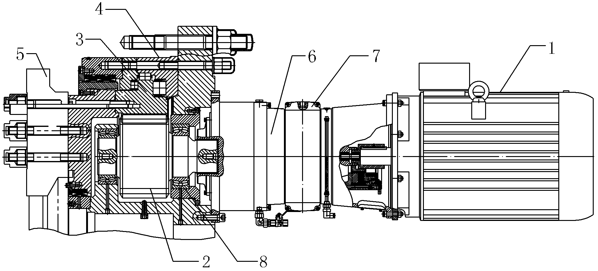 Main driving mechanism of six-arm cutterhead used for shield machine