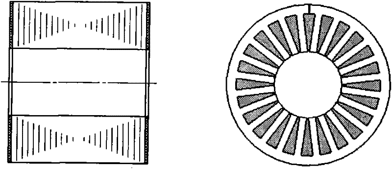 Adhesive filling and grinding processing method for stator-rotor iron core component of motor