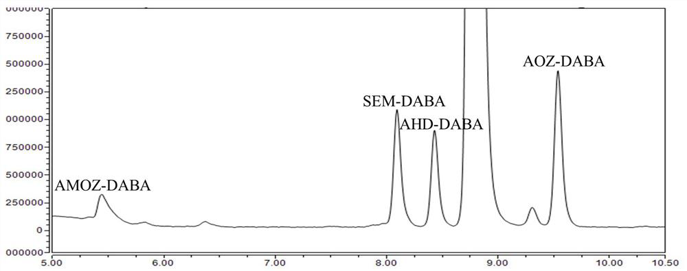 Method for detecting nitrofuran veterinary drugs in shrimp flesh