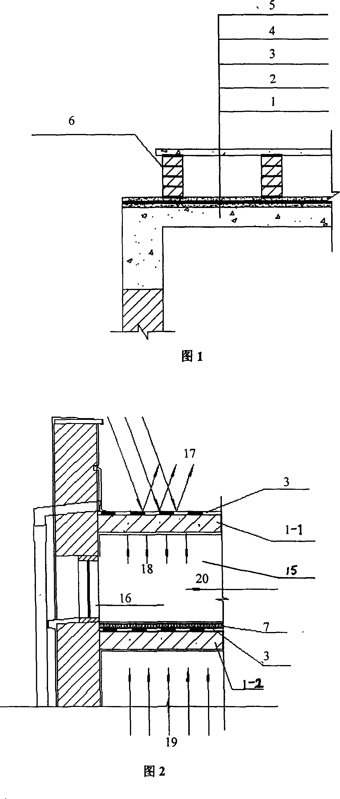 Large, middle span width roof hollow thermal insulation, heat insulation structure and construction method thereof