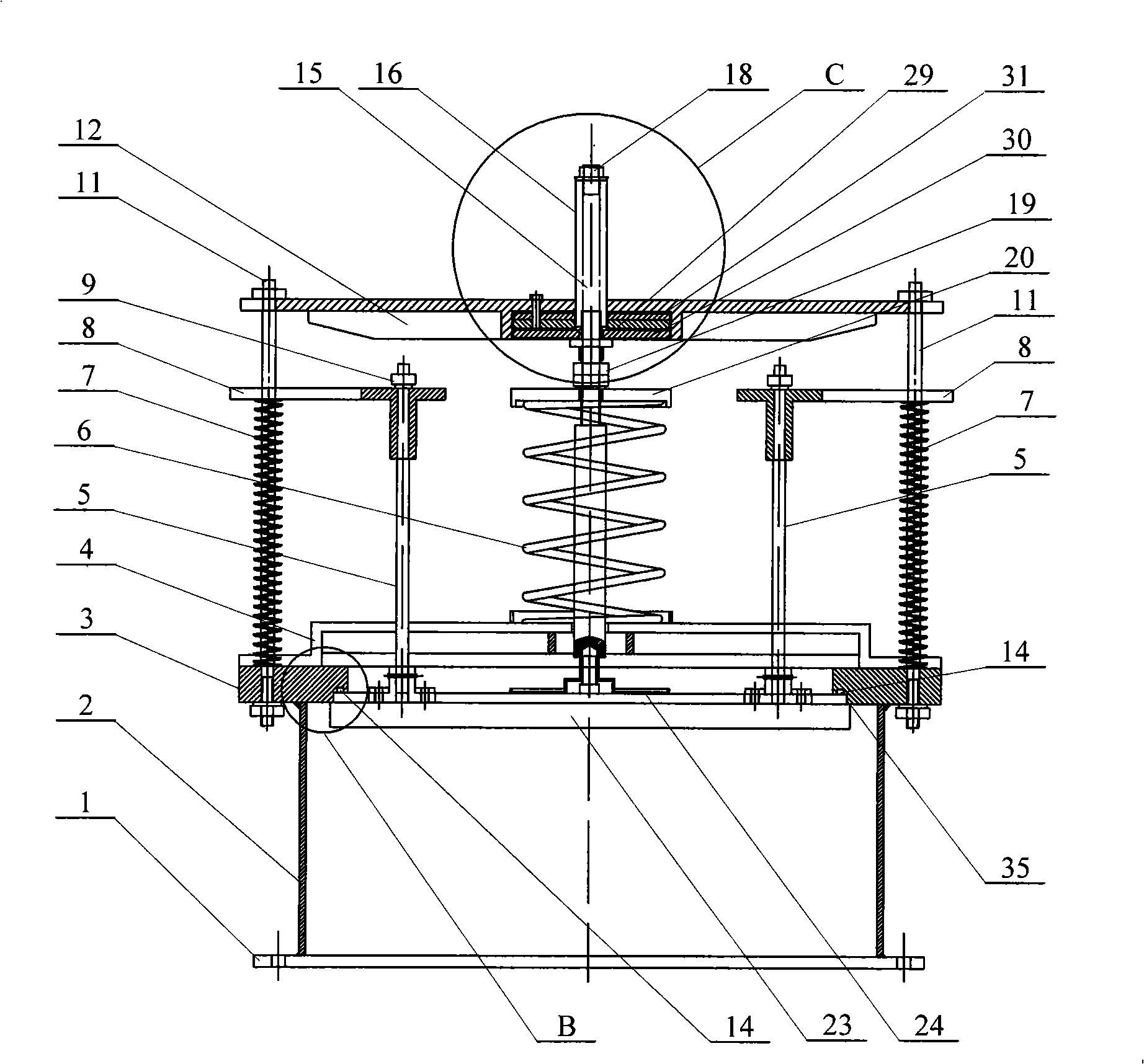 Negative-pressure superconductor automatic opening-closing vented explosion device