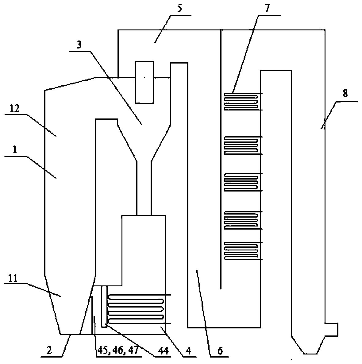 Biomass boiler equipped with external fluidized bed