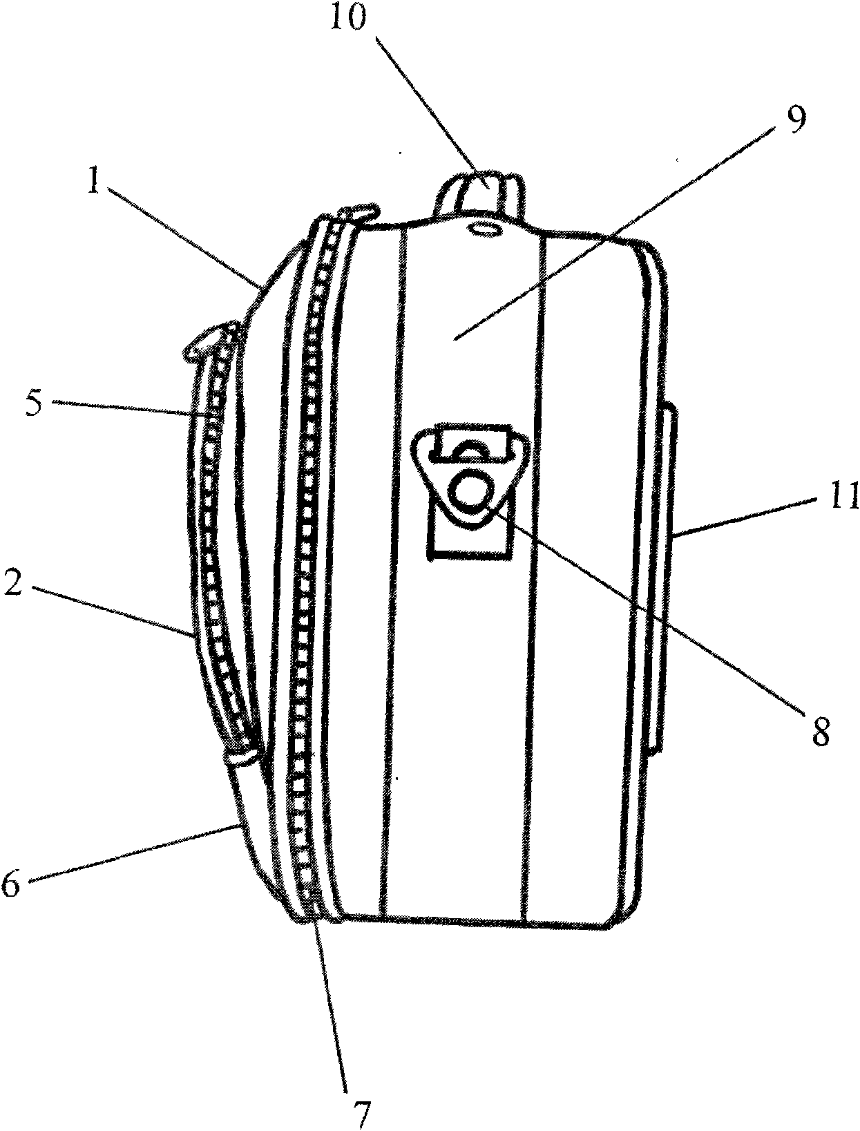 Hand bag with suspender loop and casing tape