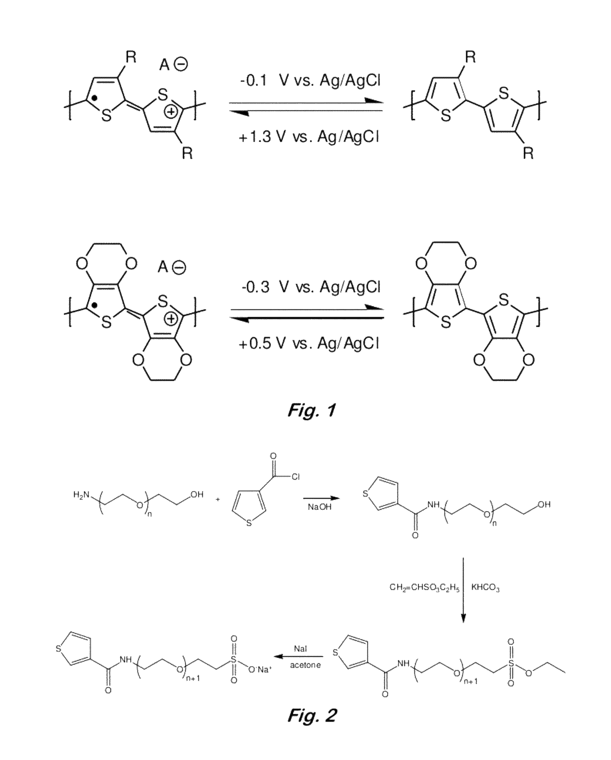 Tether-containing conducting polymers