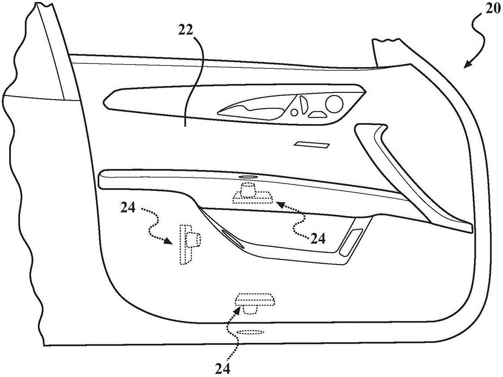 Illumination device for projecting light in a predetermined illumination pattern on a surface