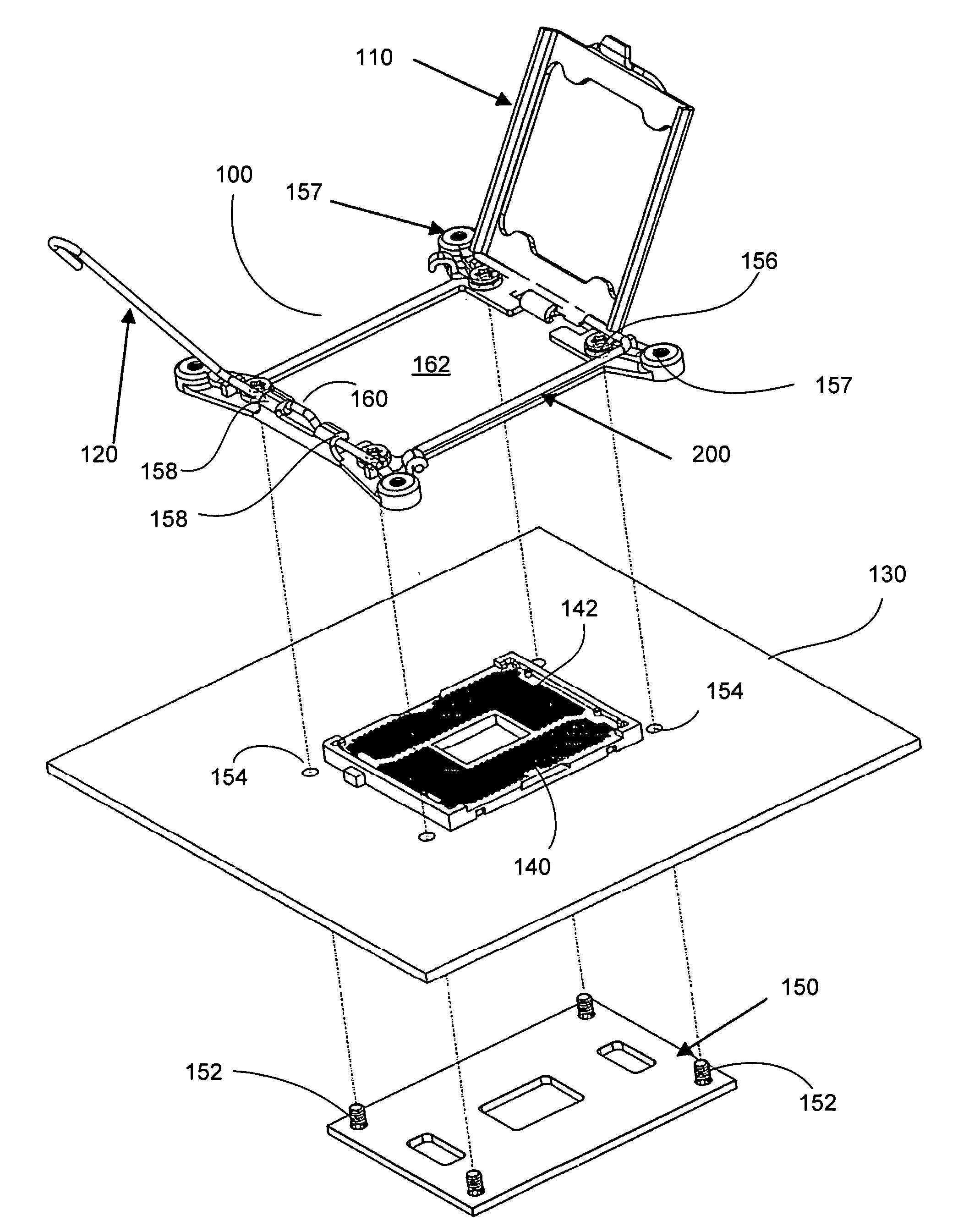 Unified retention mechanism for CPU/socket Loading and thermal solution attach
