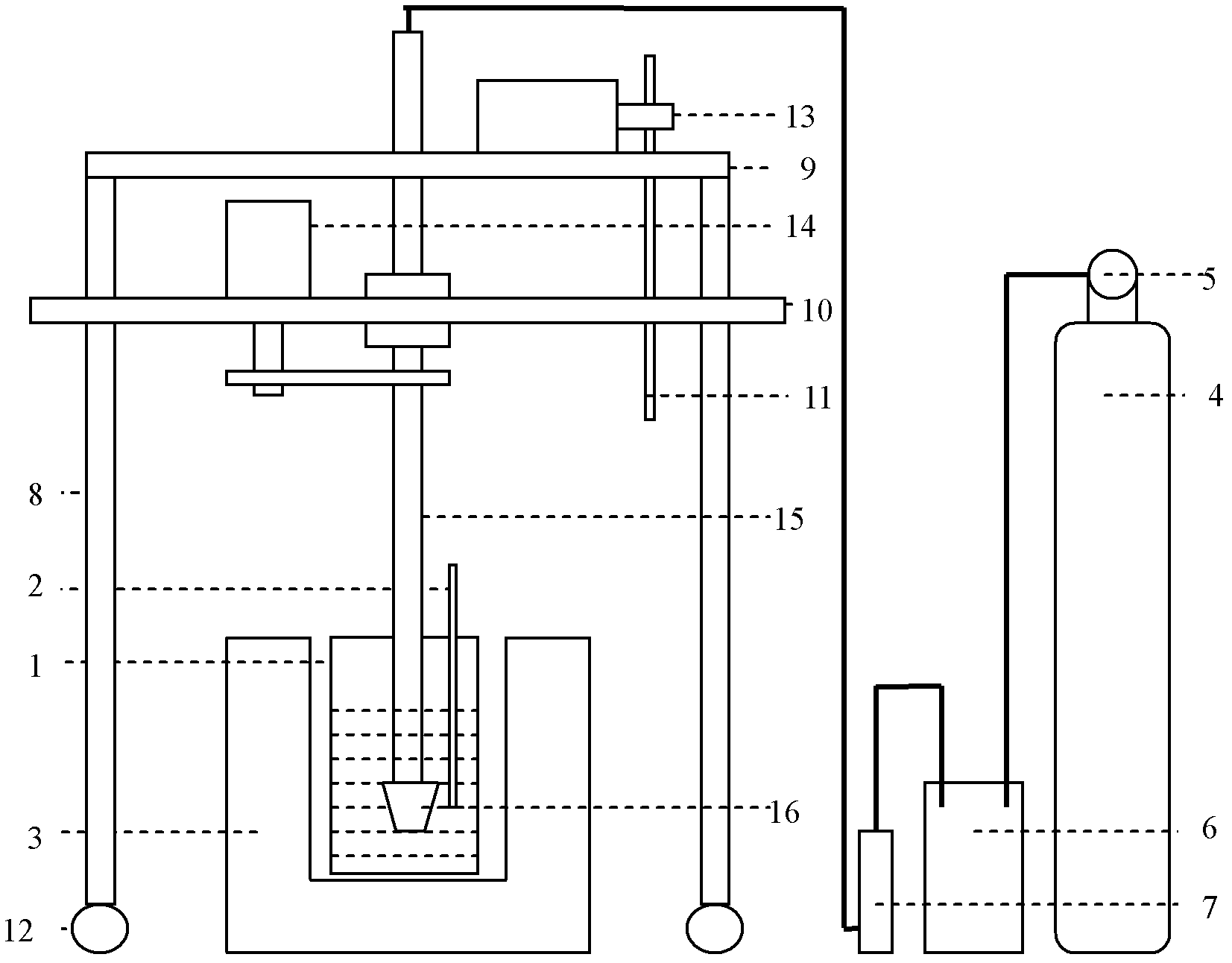 Device for preparing magnesium alloy semi-solid slurry by gas stirring